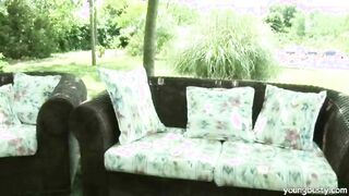 Busty teen in the garden