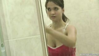 Busty girl in the bathroom