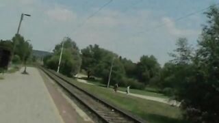 Train tracks fucking with a busty brunette teen