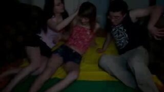 Girlfriends seduce a lad