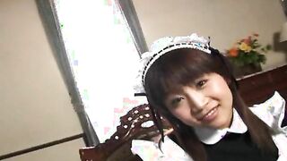 Pretty Japanese maid cleans up her master's tool