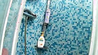 Sexy brunette teenie nymphet Juliana showing her awesome body and ass in the shower