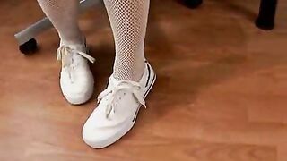 Pigtailed blonde Slovak teen schoolgirl Amelie playing with her hot big tits and delicious nipples on the camera