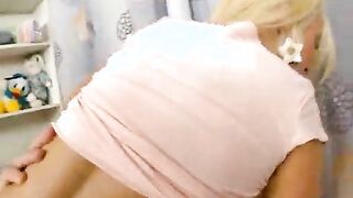 Tempting blonde Slovak teenage hottie Brooke riding a huge dick and giving blowjob