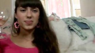 Slim sexy teen lesbians Bonny And Alice drinking champagne and getting naughty 