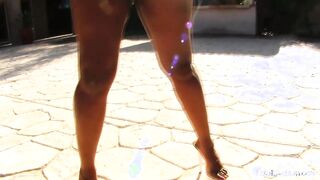 Lesbian MILFs have some interracial fun outdoors