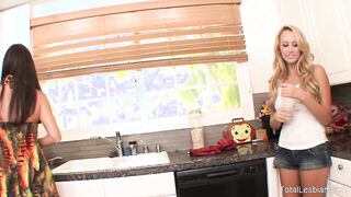 Rebellious blonde fucks her dad's new girlfriend