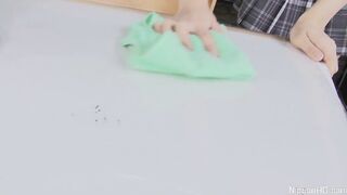 Horny little teen watches porn and fingers her pussy