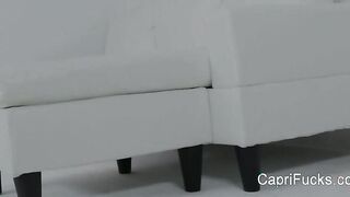 Sexy pornstar Capri Cavanni plays with a dildo