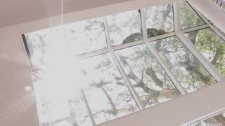 Dava rubs her wet pussy