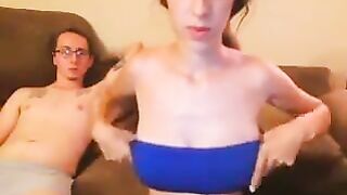 Sexy girl with big tits fucks her bf on live webcam