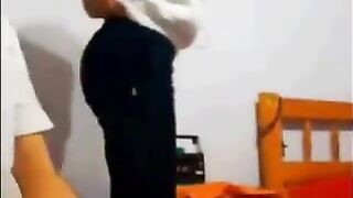 Teen gf gives bf blowjob and shows tits then sucks some more