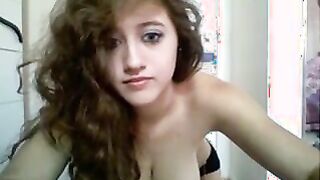 Hot Busty College Girl Teases on Webcam