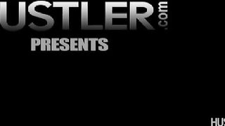 Sabrina Rose Giant tit chick taking two cocks