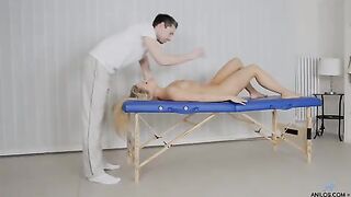 Beautiful blonde milf gets hot and horny during a sensual massage and soon finds herself swallowing hard cock down her throat and deep in her cum craving snatch
