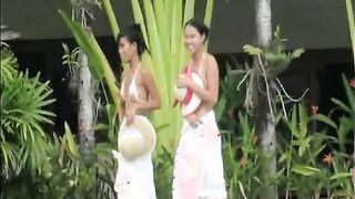 Hot threesome with two Filipina girls after swimming