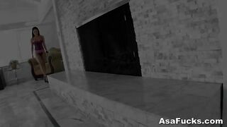 Asa Akira topless in panties