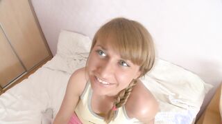 Tight teenage pussy wrapping the hard dick around