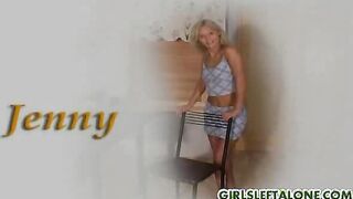 Jenny stripping and posing in front of camera