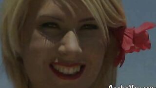 Beauty in her sexy red outfit stripping horny