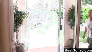 Slutty Katie bitches till she gets a hard cock to silence her