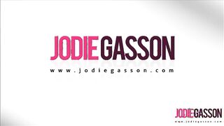 Jodie Gasson strips by the pool.