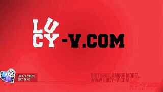 Lucy V seduces in her blue tight pants and white top.