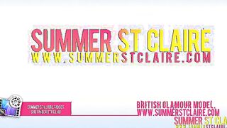 Summer teasing in her purple lingerie