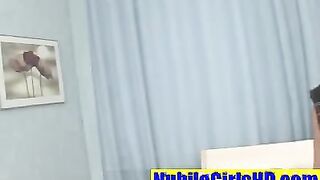 Brunette teen strips her body for you