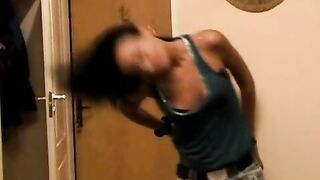 Dancing teen sucks cock and fucks