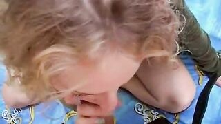 Hot teen slut slurps and bangs