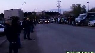 Hot teen slut gets fucked in bathroom