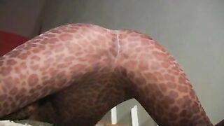 Leopard girl with plump pussy