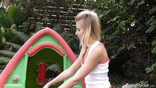 Zoey Ryder topless in red panties