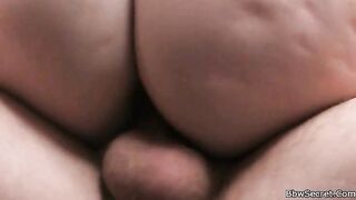 BBW brunette eats creamy cock