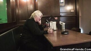 Drunk granny takes two cocks