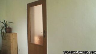 Grandma takes white and black cock