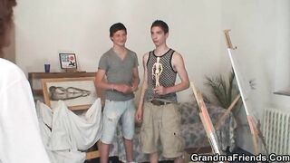 Granny models and gets fucked