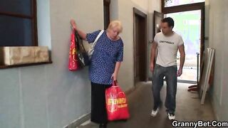 Young man pounds fat granny