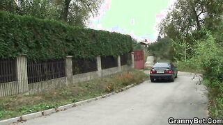 Old pussy fucked in his bed