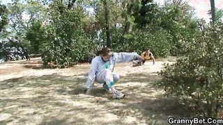 Chubby granny enjoys his youthful cock