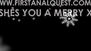 Blonde babe in Christmas lingerie