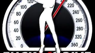 blonde girl rubbing her bald pussy in her car