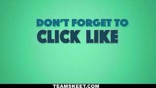 Blonde teen sucks huge cock 